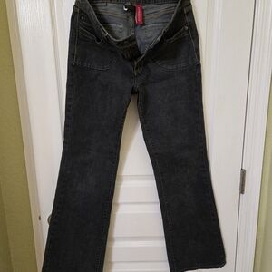 Black Flare Wide Leg Jeans with Smooth Texture